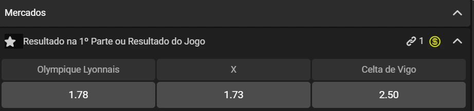 Mercado HT ou FT com odds de apostas futebol mostrando resultado da primeira parte ou final do jogo na kwanza bet